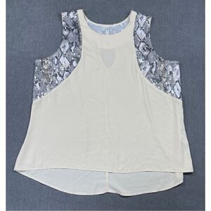 Sequin‎ Snakeskin Tank Top Studio Y Women 2XL Beige Shimmer Sleeveless Workwear
